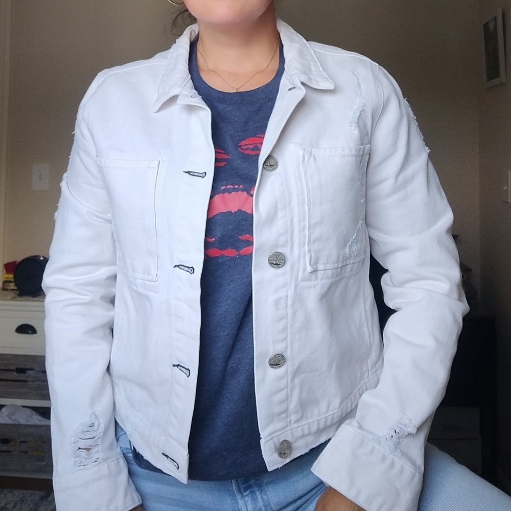McGuire Denim Cream Jacket with Silver Accent Medium